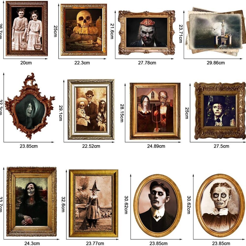 12 Pieces Haunted Mansion Decor Halloween Haunted Pictures Decoration Gothic Man - Picture 3 of 7